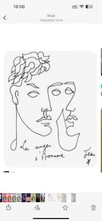 a drawing of a man and a woman on an iphone screen