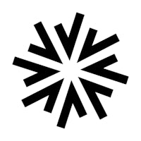 a black and white snowflake icon on a white background